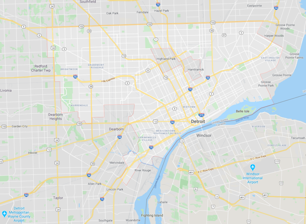 Detroit car accident lawyers map - Buckfire Law